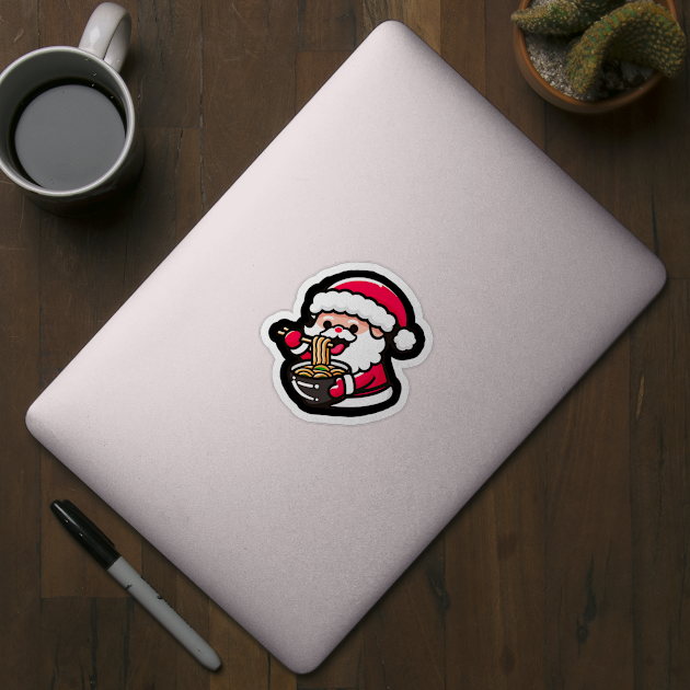 Cartoon Santa Eating Ramen by Rizstor